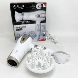 Электрический фен для волос Adler AD-2248 White 2400Вт для укладки и сушки с насадками с ионизацией
