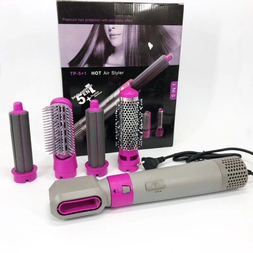 Фен-щетка стайлер​​​​​​​ 5 в 1 мультистайлер для завивки и укладки волос воздушный с насадками