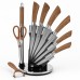 Набор кухонных ножей UNIQUE UN-1833 с деревянными ручками и подставкой - фото 16