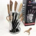 Набор кухонных ножей UNIQUE UN-1833 с деревянными ручками и подставкой