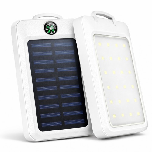 УМБ Power Bank Solar 18000 mAh мобільне зарядне з сонячною панеллю та лампою, Power Bank Charger White