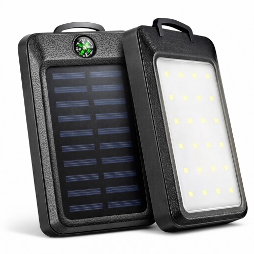 УМБ Power Bank Solar 18000 mAh мобільне зарядне з сонячною панеллю та лампою, Power Bank Charger Black
