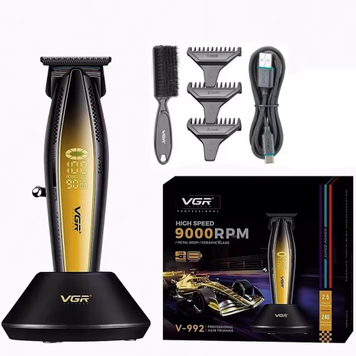 Машинка для стрижки волос с мощным мотором XPRO VGR V-992 GOLD с насадками 1-2-3 мм