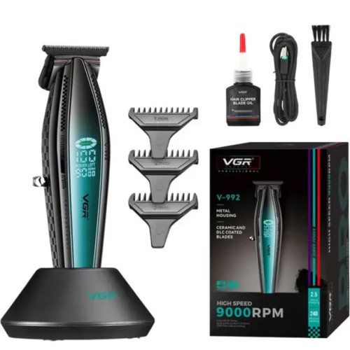 Машинка для стрижки волосся з потужним мотором XPRO VGR V-992 GREEN з насадками 1-2-3 мм