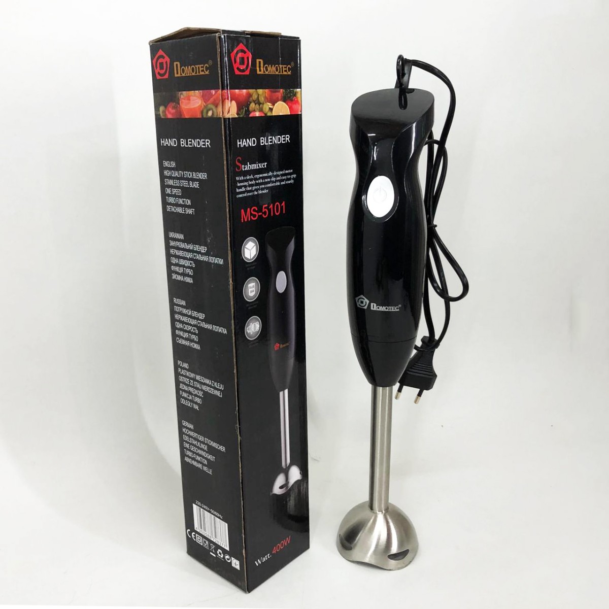 Блендер DOMOTEC MS-5101 погружной 350 Вт нержавейка, блендер для молочных коктейлей блендер измельчитель (арт. 10684)