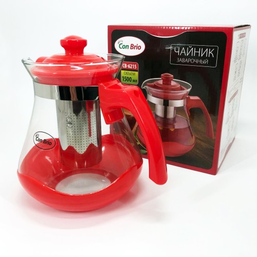 Чайник заварочный Con Brio Green CB-6215 1,5 л, Чайник заварочный качественный на кухню. Цвет: красный