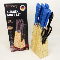 Набор ножей из нержавеющей стали с основанием Rainberg RB-2328 Blue
