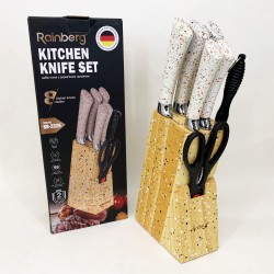 Набор ножей из нержавеющей стали с основанием Rainberg RB-2328 White