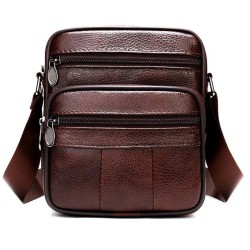 Мужская сумка из натуральной итальянской кожи, коричневая, компактный мессенджер, кроссбоди