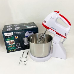 Стаціонарний електричний міксер із чашею Rainberg RB-1006 500W з насадками для замішування тіста Red