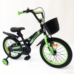Детский двухколесный велосипед Hammer Smart H2021 20 дюймов с боковыми колесами, корзинкой. Цвет: зеленый