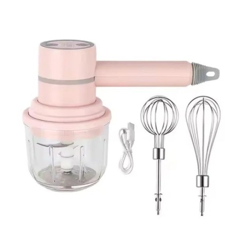 Ручной беспроводной миксер-измельчитель 2 в 1. Цвет: розовый