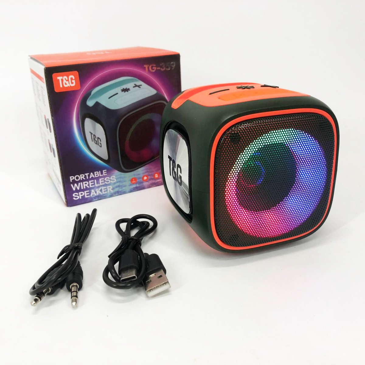 Портативная Bluetooth колонка TG359 7W с RGB подсветкой, аккумуляторная колонка для музыки. Цвет: зеленый (арт. 12499)