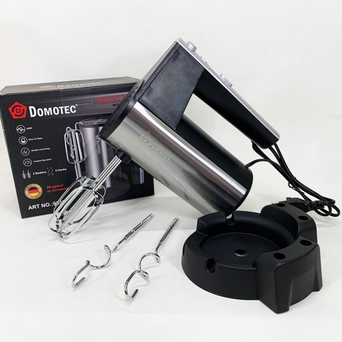 Миксер ручной DOMOTEC R6629A 240Вт 5 скоростей с двумя насадками (арт. 23041)
