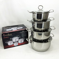 Набір каструль Unique UN-5072 8 предметів нержавіюча сталь скляні кришки, Набір посуду для плит
