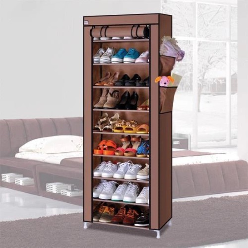 Шафа тканинна з полицями для одягу та взуття (58x30x158 см) Brown