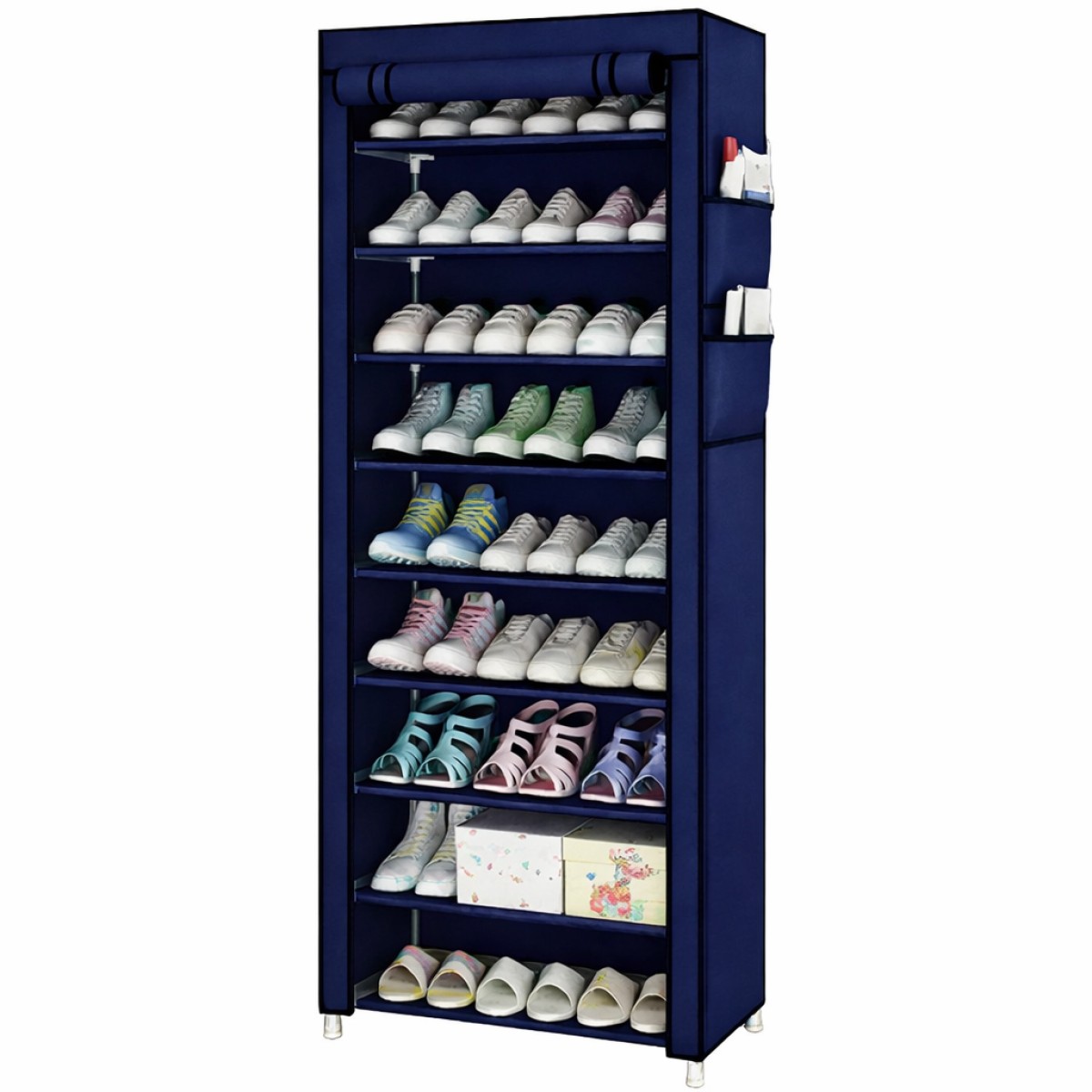 Шкаф тканевый с полками для одежды и обуви (58x30x158 см) Blue (арт. 26513)