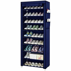 Шкаф тканевый с полками для одежды и обуви (58x30x158 см) Blue