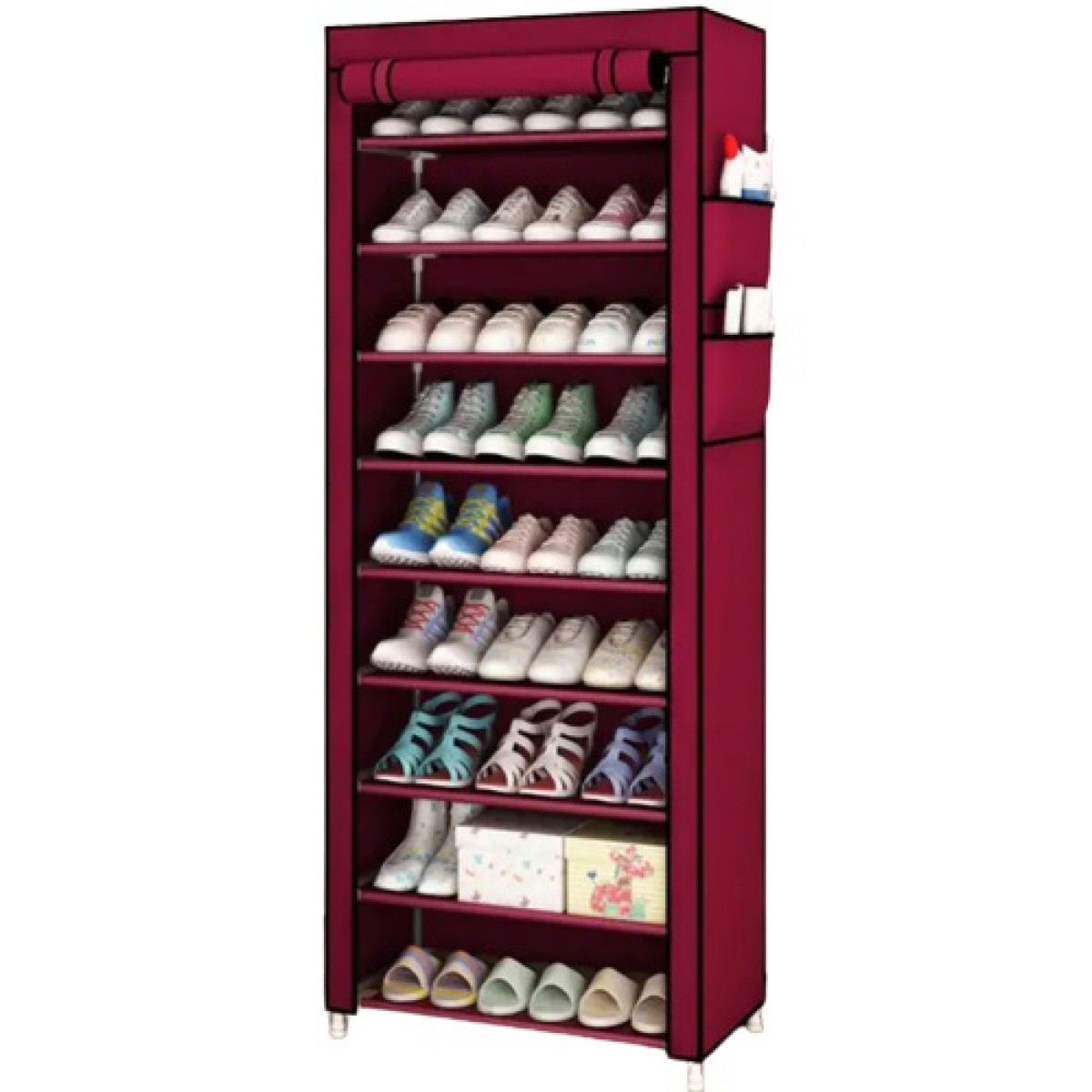 Шкаф тканевый с полками для одежды и обуви (58x30x158 см) Red (арт. 26514)