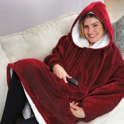 Плед толстовка с капюшоном и рукавами Huggle Hoodie оверсайз. Цвет: бордовый