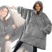 Толстовка плед з капюшоном і рукавами Huggle Hoodie оверсайз. Колір: сірий - фото 2