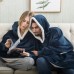 Плед толстовка с капюшоном и рукавами Huggle Hoodie оверсайз Blue - фото 10