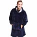 Плед толстовка с капюшоном и рукавами Huggle Hoodie оверсайз Blue - фото 8