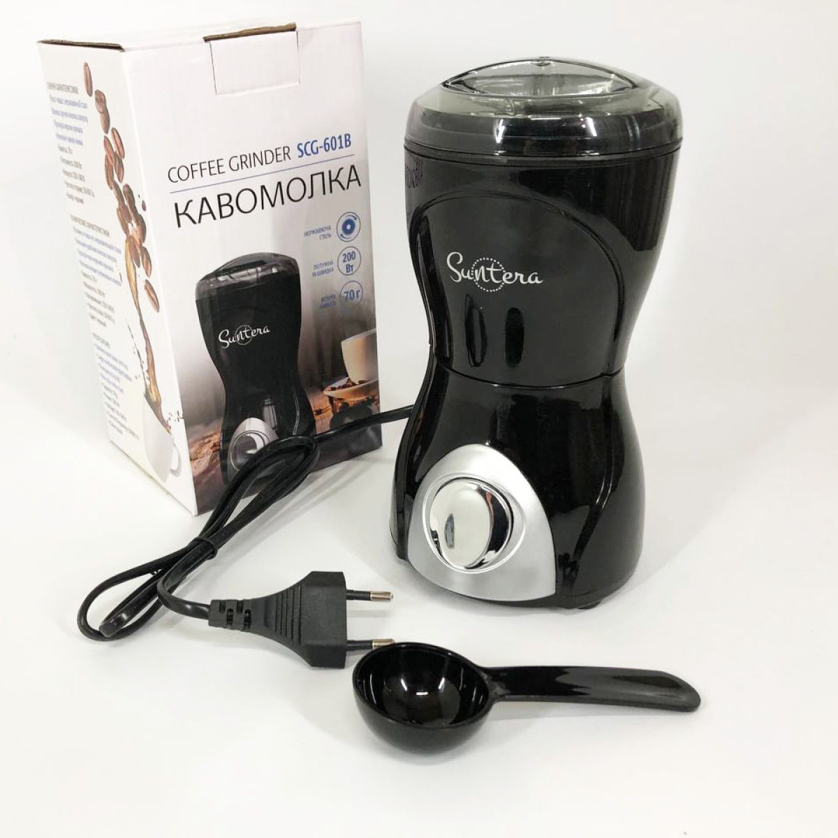 Кофемолка Suntera SCG-601B 200 Вт, кофемолка мощная, кофемолка електрична, измельчитель кофейных зерен (арт. 11783)