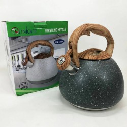 Чайник Unique со свистком UN-5306 2,7л мрамор, для газовых плит, чайник нержавейка. Цвет: темно-серый