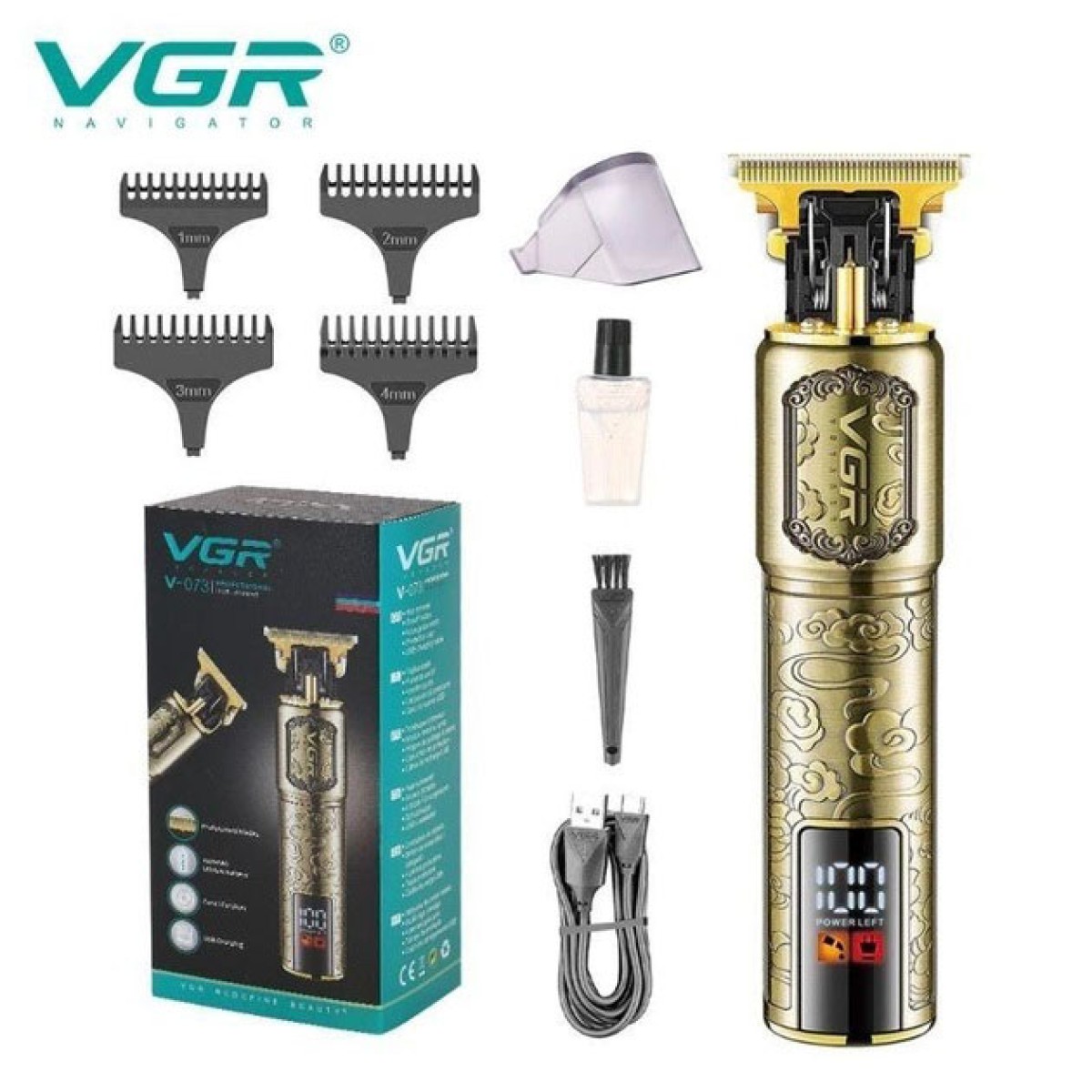 Машинка для стрижки волос VGR V-073 аккумуляторный беспроводной триммер для бороды и усов (арт. 12268)