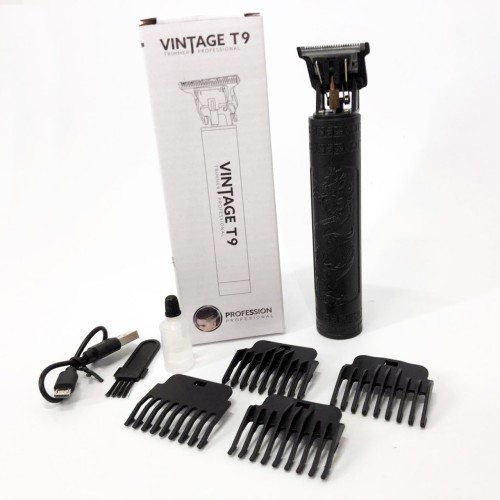 Машинка для стрижки волосся Vintage T9-2 BLACK 4 насадки