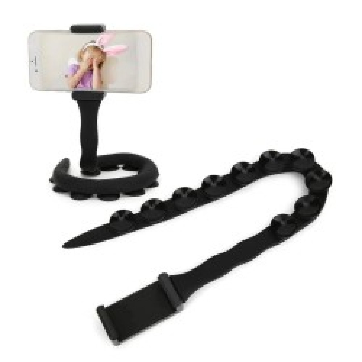 Гибкий держатель для телефона с присосками универсальный Cute Worm Lazy Holder. Цвет: черный (арт. 11067)
