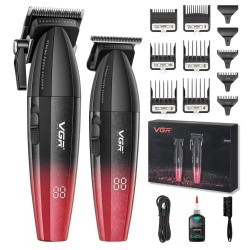 Профессиональный набор для стрижки волос VGR V-640 аккумуляторный Barber Combo PREMIUM. Цвет: красный