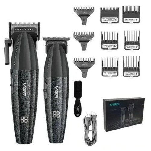Профессиональный набор для стрижки волос VGR V-640 аккумуляторный Barber Combo PREMIUM. Цвет: черный