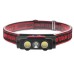 Ліхтар налобний PLD-2119B-XPE+2COB(white+red), Ліхтар на голову для риболовлі, Водонепроникний ліхтарик - фото 3