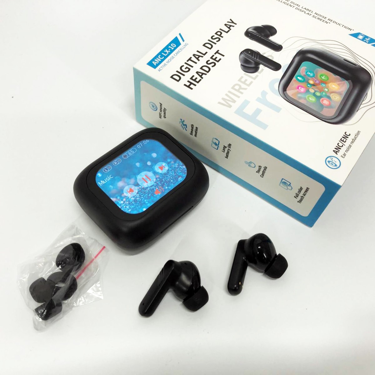 Наушники беспроводные LX-10 TWS Earbuds с LED дисплеем Блютуз беспроводные наушники затычки. Цвет: черный (арт. 13266)