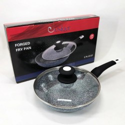 Сковорода UNIQUE UN-5115-24 см с крышкой/гранит светлый