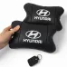 Набор подушек для авто Hyundai 2шт, натуральная кожа, черный цвет, комфортные подголовники в автомобиль