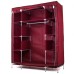 Шафа тканинна 3 секції складана з каркасом STORAGE WARDROBE 175 х 130 х 45 см. Колір: червоний - фото 2