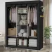 Шкаф тканевый 3 секции складной с каркасом STORAGE WARDROBE 175 х 130 х 45 см. Цвет: черный - фото 3